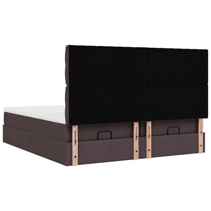 Ottoman-Bett mit Matratzen & LEDs Dunkelbraun 180x200 cm Stoff