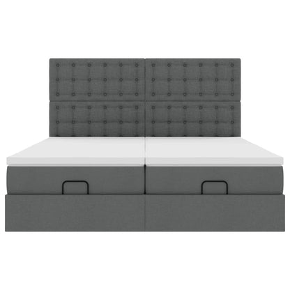 Ottoman-Bett mit Matratzen & LEDs Dunkelgrau 180x200 cm Stoff