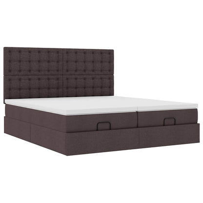 Ottoman-Bett mit Matratzen & LEDs Dunkelbraun 180x200 cm Stoff
