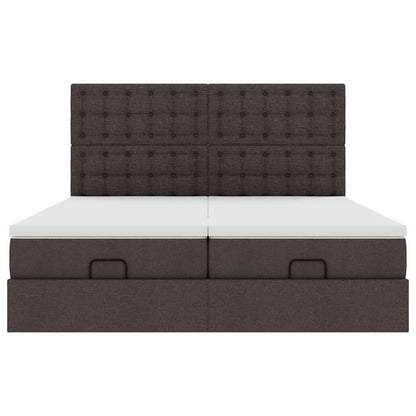 Ottoman-Bett mit Matratzen & LEDs Dunkelbraun 180x200 cm Stoff