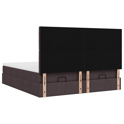 Ottoman-Bett mit Matratzen & LEDs Dunkelbraun 180x200 cm Stoff