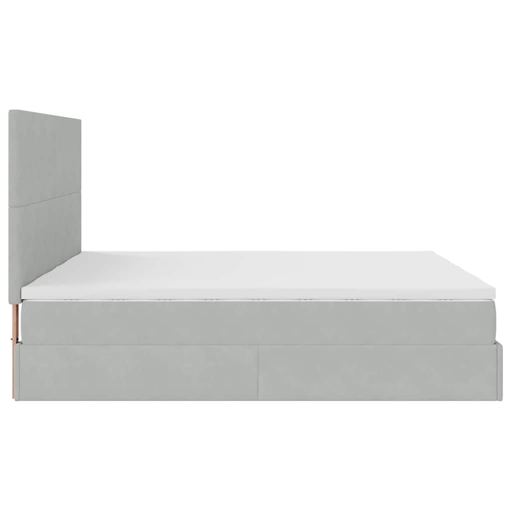 Ottoman-Bett mit Matratzen & LEDs Hellgrau 160x200 cm Samt
