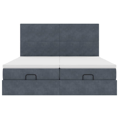 Ottoman-Bett mit Matratzen & LEDs Dunkelgrau 160x200 cm Samt