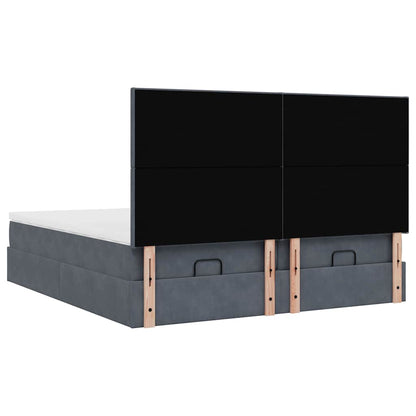 Ottoman-Bett mit Matratzen & LEDs Dunkelgrau 180x200 cm Samt