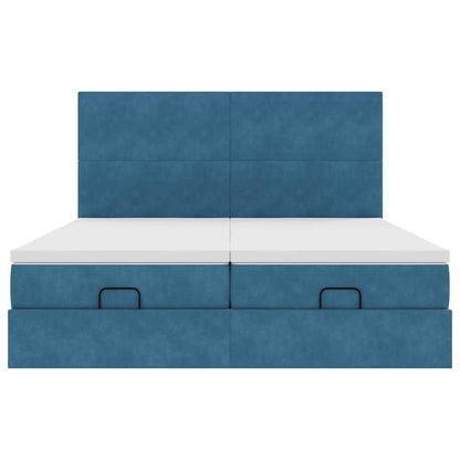 Ottoman-Bett mit Matratzen & LEDs Dunkelblau 180x200 cm Samt