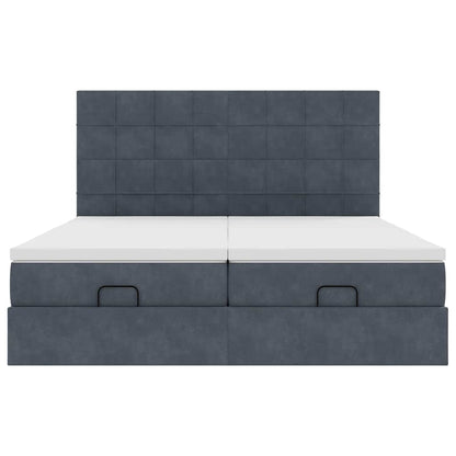 Ottoman-Bett mit Matratzen & LEDs Dunkelgrau 180x200 cm Samt