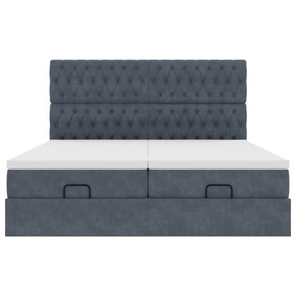 Ottoman-Bett mit Matratzen & LEDs Dunkelgrau 160x200 cm Samt
