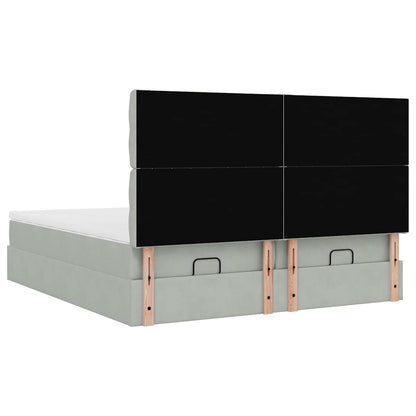 Ottoman-Bett mit Matratzen & LEDs Hellgrau 180x200 cm Samt