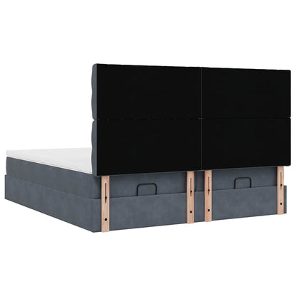 Ottoman-Bett mit Matratzen & LEDs Dunkelgrau 180x200 cm Samt