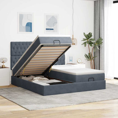 Ottoman-Bett mit Matratzen & LEDs Dunkelgrau 180x200 cm Samt