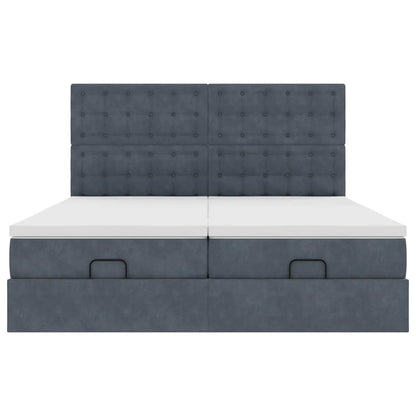 Ottoman-Bett mit Matratzen & LEDs Dunkelgrau 160x200 cm Samt