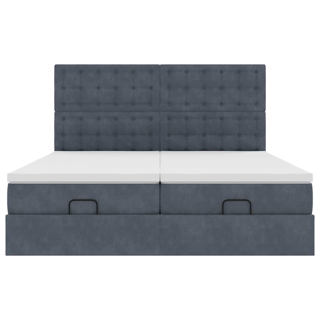 Ottoman-Bett mit Matratzen & LEDs Dunkelgrau 180x200 cm Samt