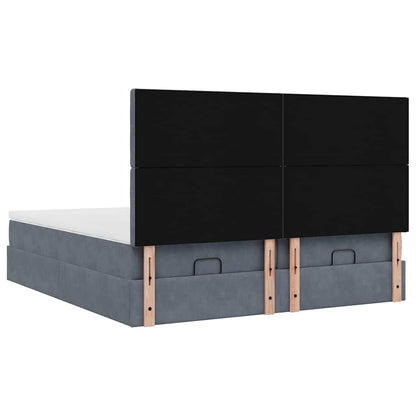 Ottoman-Bett mit Matratzen & LEDs Dunkelgrau 180x200 cm Samt