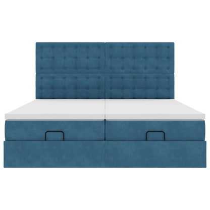 Ottoman-Bett mit Matratzen & LEDs Dunkelblau 180x200 cm Samt