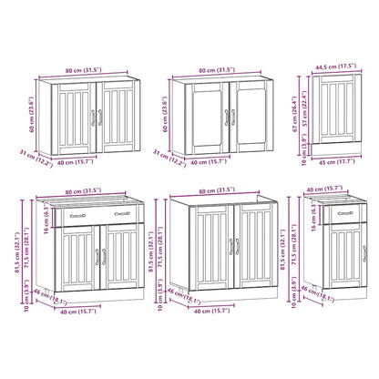 7-tlg. Küchenschrank-Set Kalmar Altholz-Optik Holzwerkstoff