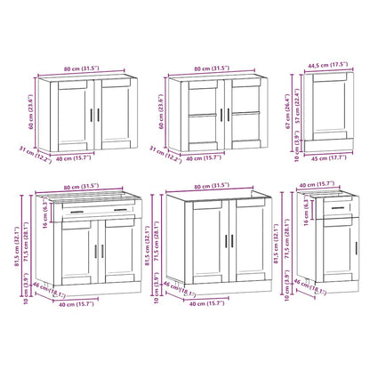 7-tlg. Küchenschrank-Set Kalmar Artisan-Eiche Holzwerkstoff