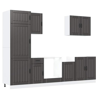 7-tlg. Küchenschrank-Set Lucca Schwarz Holzwerkstoff