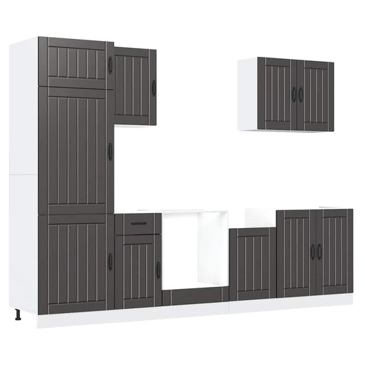 7-tlg. Küchenschrank-Set Lucca Schwarz Holzwerkstoff