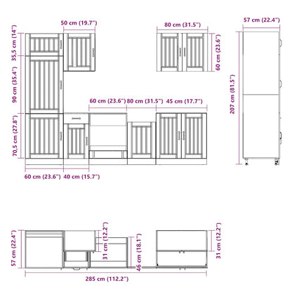 7-tlg. Küchenschrank-Set Lucca Schwarz Holzwerkstoff