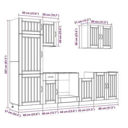 7-tlg. Küchenschrank-Set Lucca Schwarz Holzwerkstoff