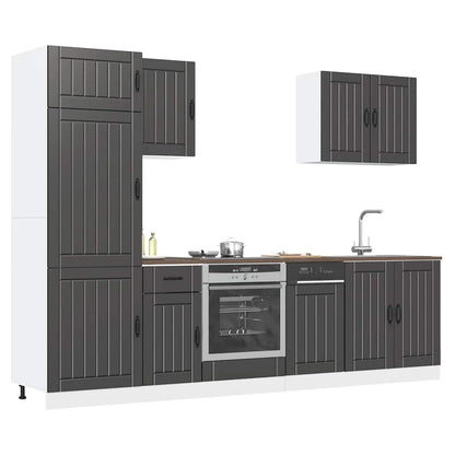 7-tlg. Küchenschrank-Set Lucca Schwarz Holzwerkstoff