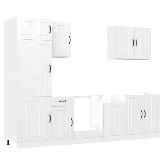 7-tlg. Küchenschrank-Set Lucca Hochglanz-Weiß Holzwerkstoff