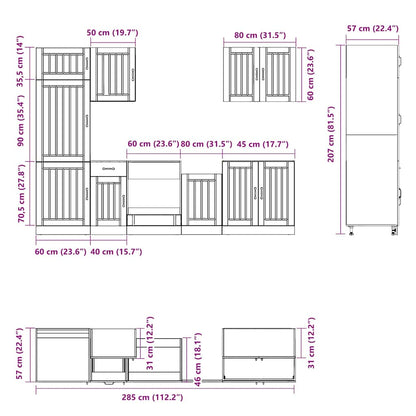 7-tlg. Küchenschrank-Set Lucca Betongrau Holzwerkstoff
