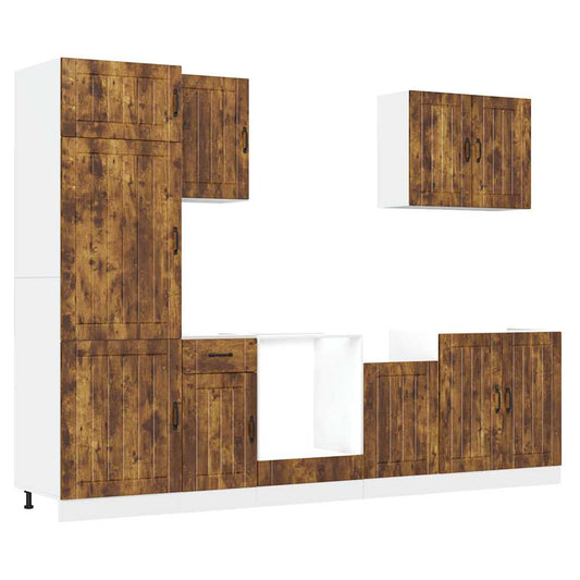 7-tlg. Küchenschrank-Set Lucca Räuchereiche Holzwerkstoff