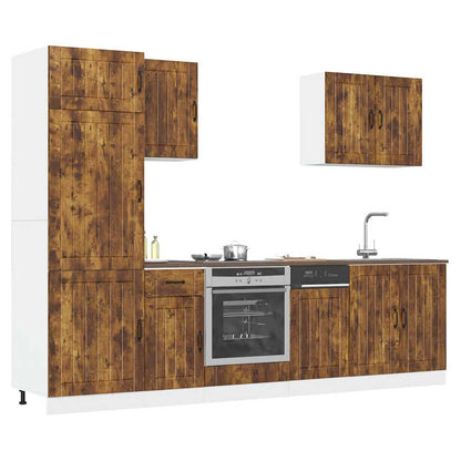 7-tlg. Küchenschrank-Set Lucca Räuchereiche Holzwerkstoff