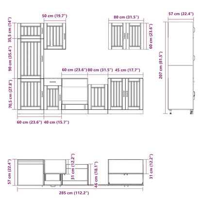 7-tlg. Küchenschrank-Set Lucca Altholz-Optik Holzwerkstoff