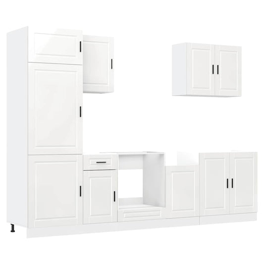 7-tlg. Küchenschrank-Set Porto Hochglanz-Weiß Holzwerkstoff