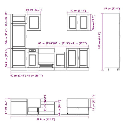 7-tlg. Küchenschrank-Set Kalmar Artisan-Eiche Holzwerkstoff