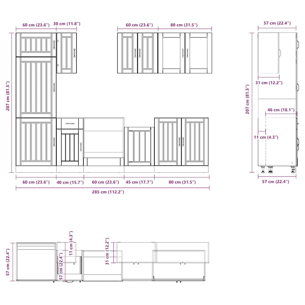 8-tlg. Küchenschrank-Set Lucca Weiß Holzwerkstoff