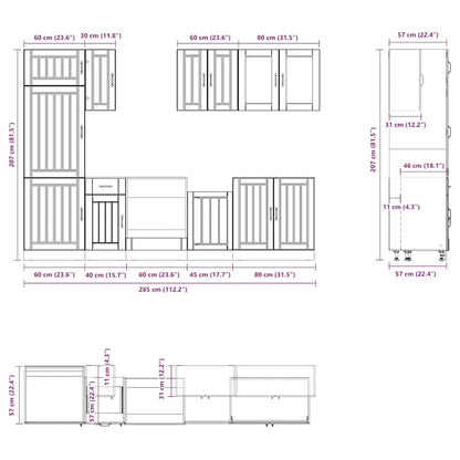 8-tlg. Küchenschrank-Set Lucca Weiß Holzwerkstoff