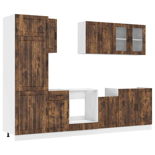 8-tlg. Küchenschrank-Set Lucca Räuchereiche Holzwerkstoff