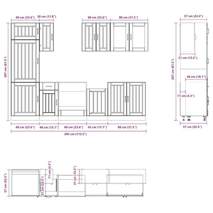 8-tlg. Küchenschrank-Set Lucca Räuchereiche Holzwerkstoff