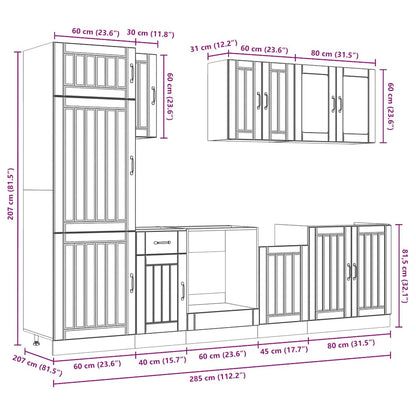 8-tlg. Küchenschrank-Set Lucca Räuchereiche Holzwerkstoff