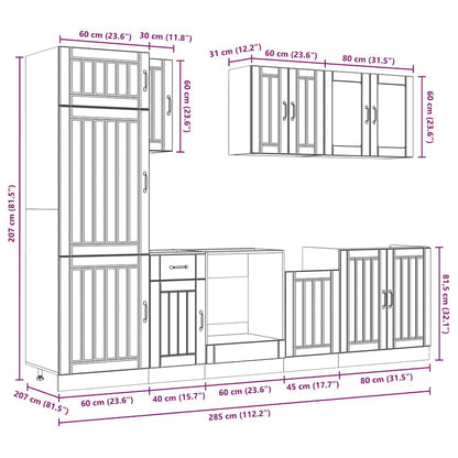 8-tlg. Küchenschrank-Set Lucca Braun Eichen-Optik Holzwerkstoff