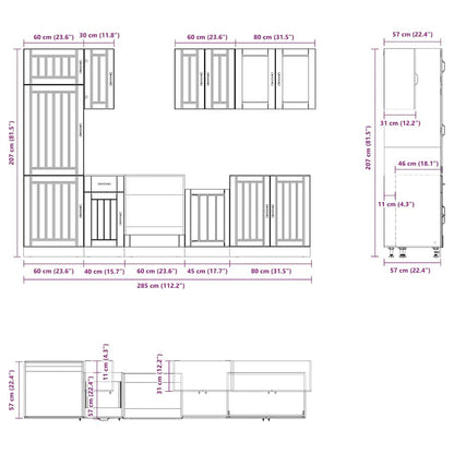 8-tlg. Küchenschrank-Set Kalmar Altholz-Optik Holzwerkstoff
