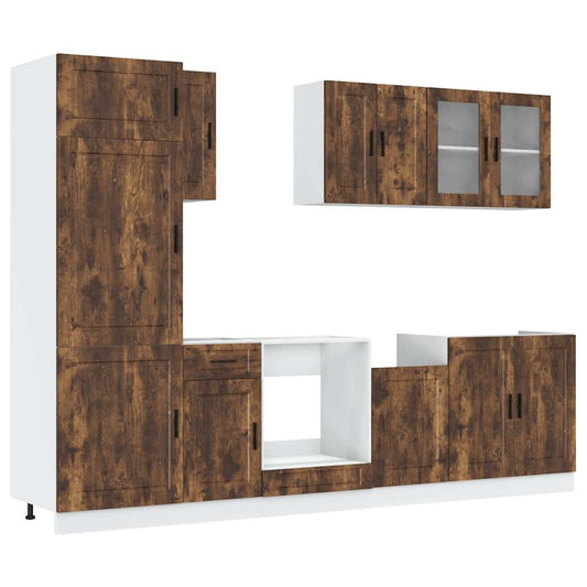 8-tlg. Küchenschrank-Set Porto Räuchereiche Holzwerkstoff