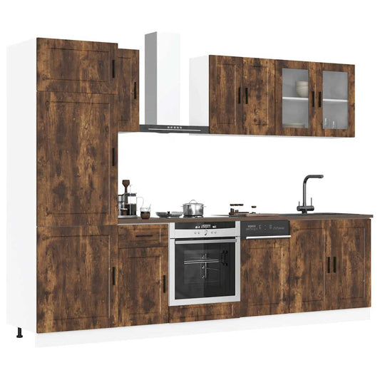 8-tlg. Küchenschrank-Set Porto Räuchereiche Holzwerkstoff
