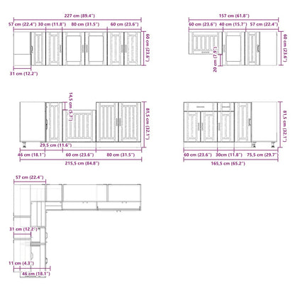 11-tlg. Küchenschrank-Set Lucca Schwarz Holzwerkstoff