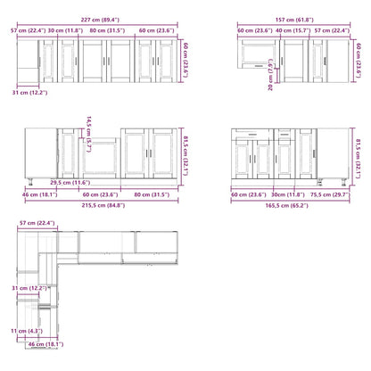 11-tlg. Küchenschrank-Set Porto Weiß Holzwerkstoff