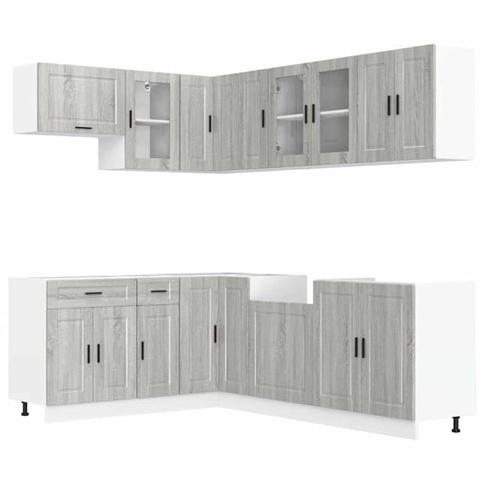11-tlg. Küchenschrank-Set Porto Grau Sonoma Holzwerkstoff