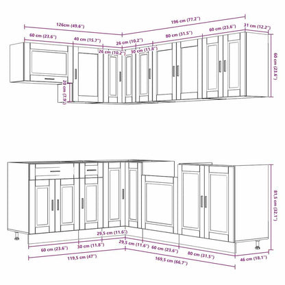 11-tlg. Küchenschrank-Set Porto Artisan-Eiche Holzwerkstoff
