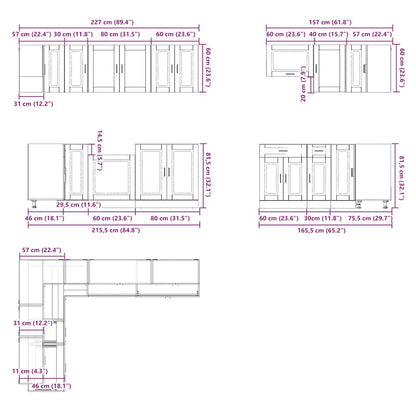 11-tlg. Küchenschrank-Set Porto Artisan-Eiche Holzwerkstoff