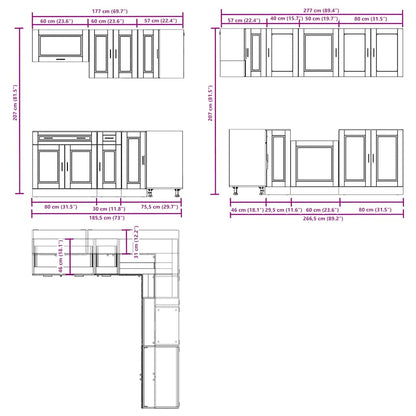 11-tlg. Küchenschrank-Set Porto Artisan-Eiche Holzwerkstoff