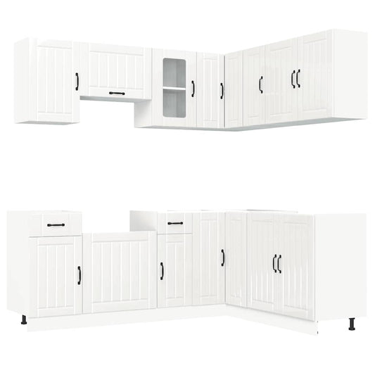 11-tlg. Küchenschrank-Set Kalmar Hochglanz-Weiß Holzwerkstoff