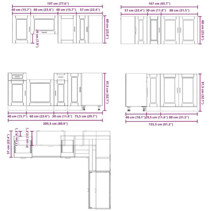 11-tlg. Küchenschrank-Set Porto Hochglanz-Weiß Holzwerkstoff