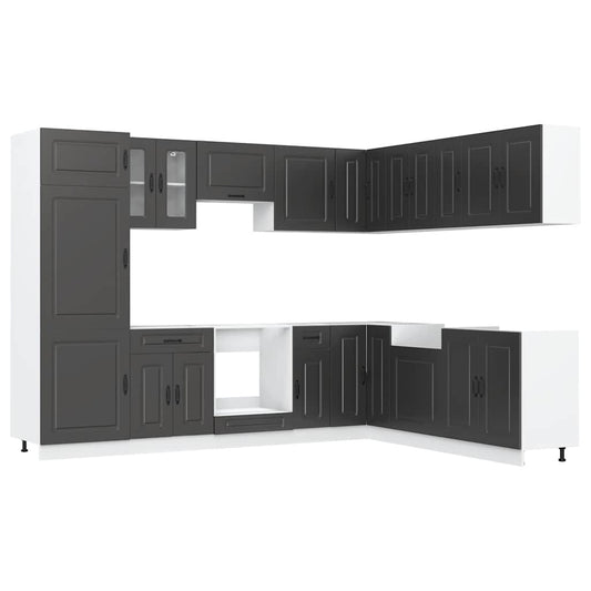 14-tlg. Küchenschrank-Set Kalmar Schwarz Holzwerkstoff